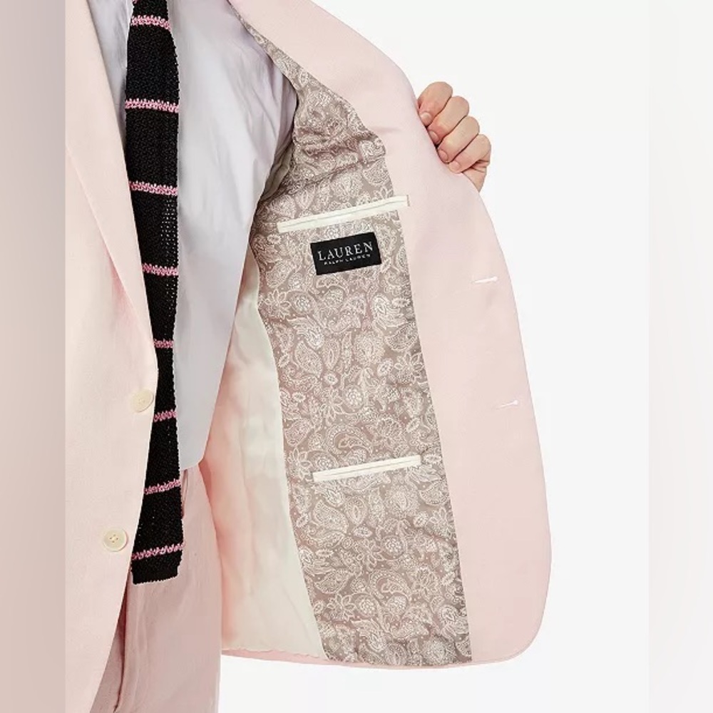 NWT Ralph Lauren Pink All Linen Suit Jacket Mens 38R Lassiter - Picture 5 of 16